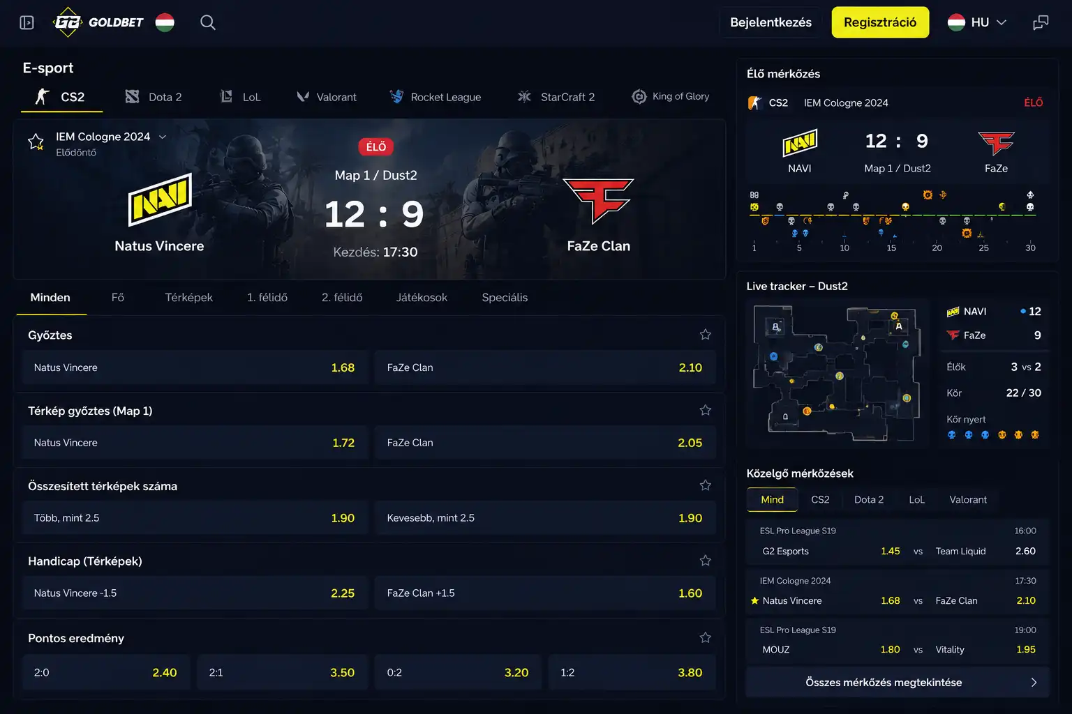 Goldbet e-sport fogadás