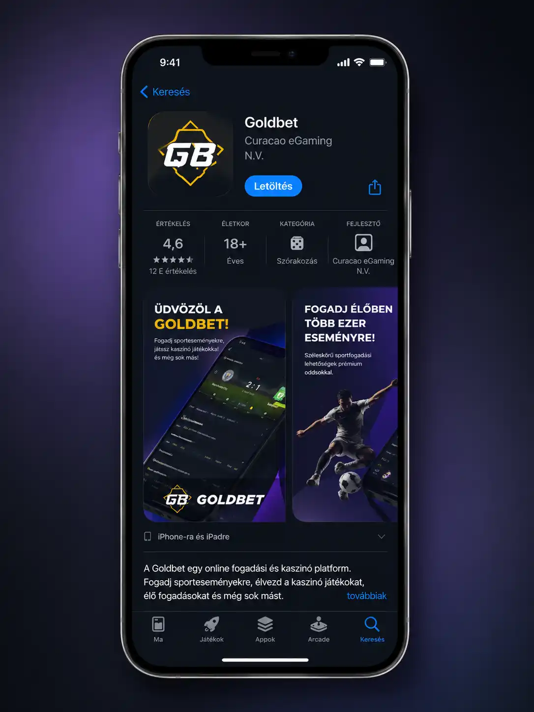 Goldbet alkalmazás az App Store-ban
