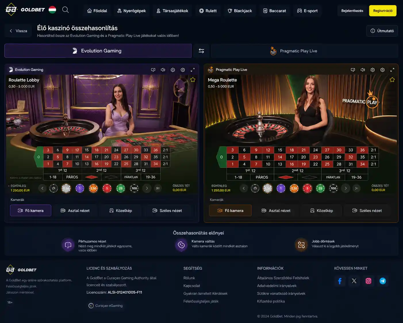 Goldbet élő kaszinó szolgáltatók összehasonlítása