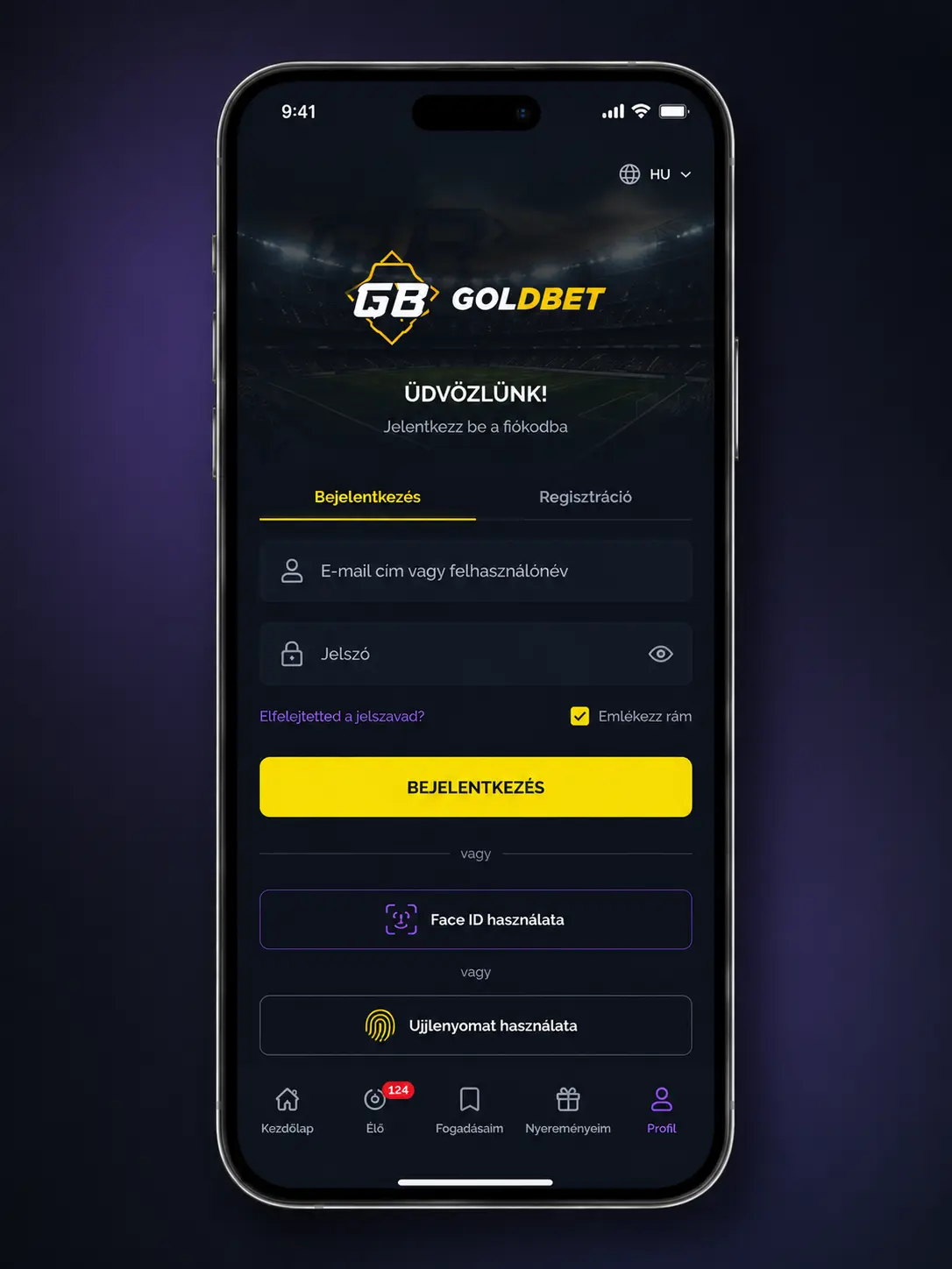 Goldbet bejelentkezés Face ID-val