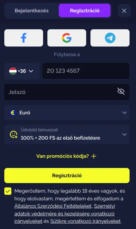 Goldbet regisztráció oldal